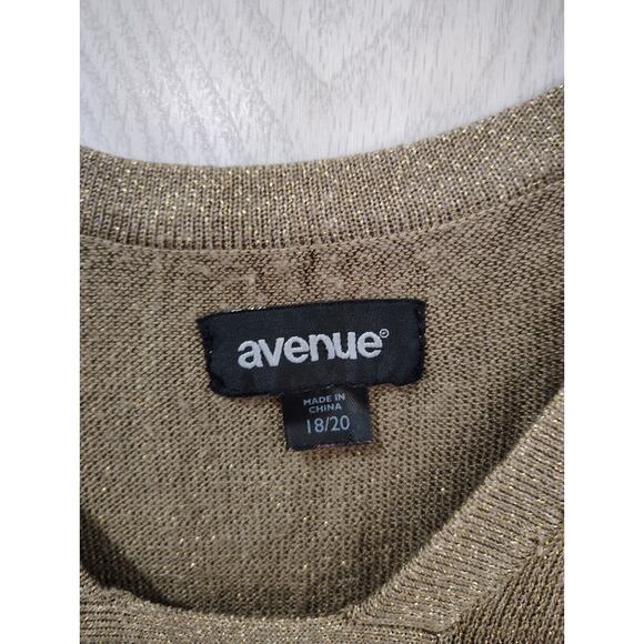 Avenue Women’s Sweater Olive Green Gold Flecks Square Neck Size 18/20 - Picture 6 of 10
